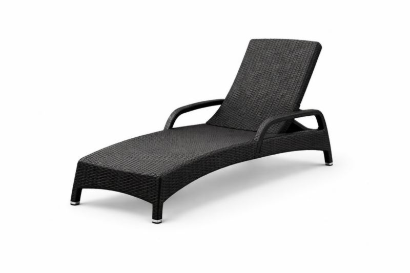 Lettino prendisole in Rattan Sintetico Nero, 195x65x38 cm