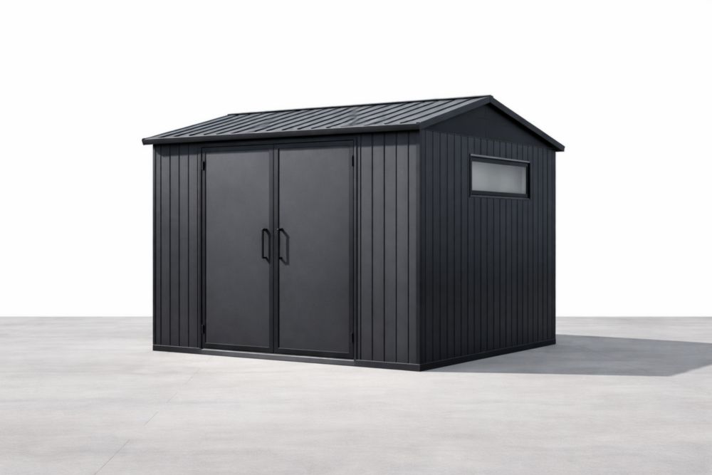 Capanno da Giardino in Acciaio Zincato con Doppia Porta Grigio Antracite