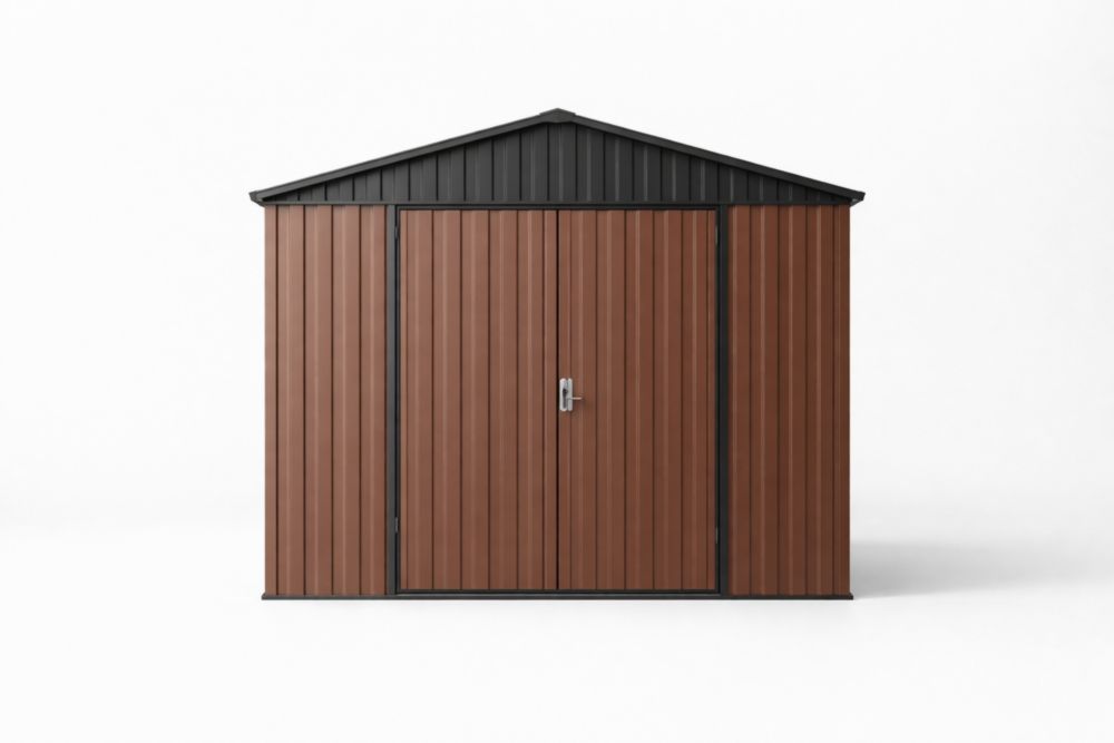 Casetta da Giardino in Acciaio Marrone/Nero