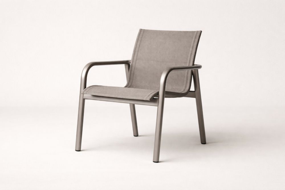 Sedia da pranzo da esterno in Alluminio e Tessuto Poliestere Grigio