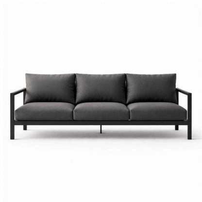 Divano 3 Posti in Metallo e Tessuto Grigio