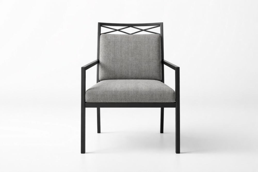 Sedia da pranzo da giardino in Acciaio con cuscino in Tessuto Poliestere Grigio