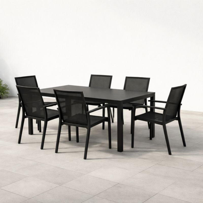 Set Tavolo e 6 Sedie in Alluminio Nero