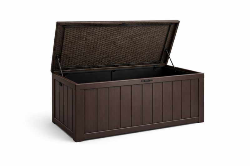 Baule Portaoggetti da Esterno in Polipropilene Marrone 145cm x 70cm x 60cm