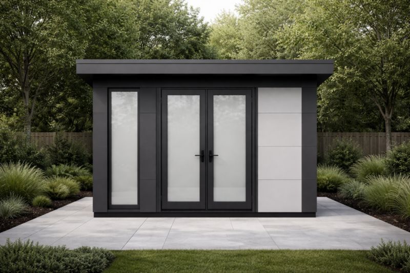 Casetta da Giardino in Alluminio e Vetro Temperato con Doppia Porta, Grigio, 300x250x240 cm