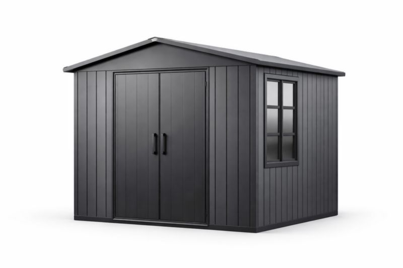 Capanno da Giardino in Resina Grigio con Porte e Finestra 256x331x243 cm