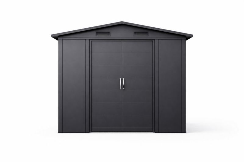 Capannone da Giardino in Acciaio con Porta Doppia Grigio