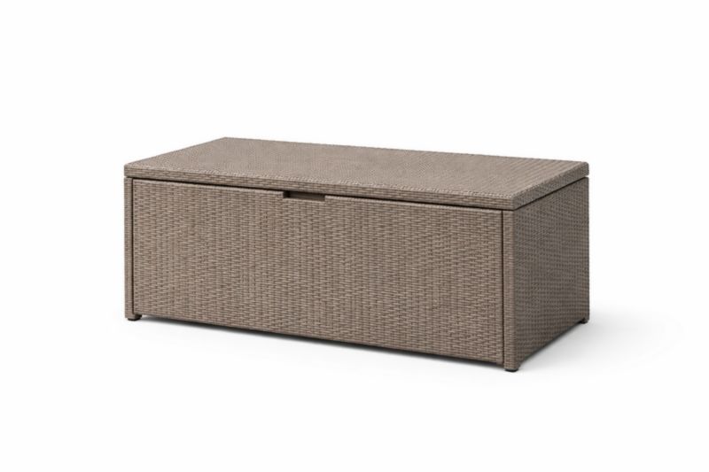 Scatola Contenitore Rattan Marrone per Esterno 120x50x45 cm