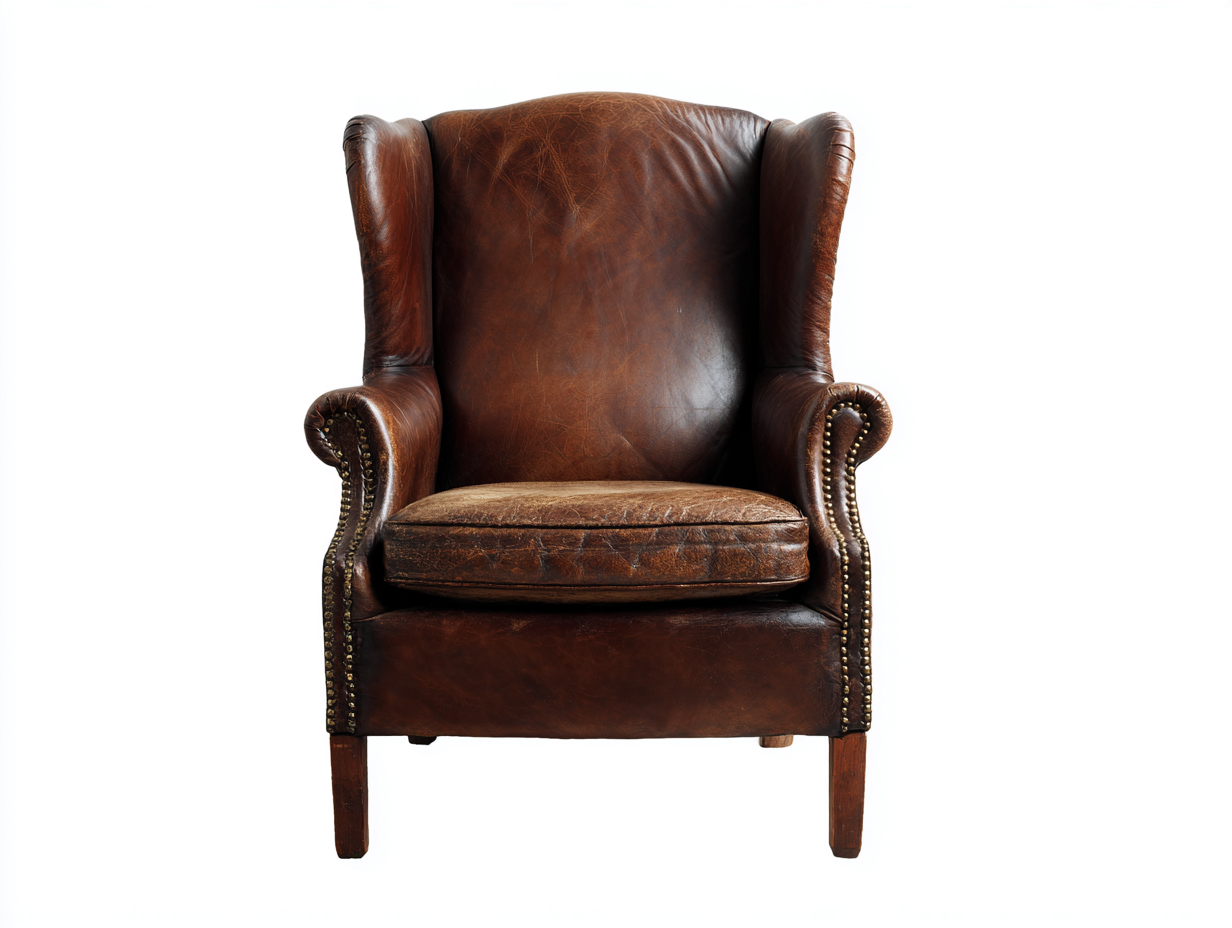 Leather Armchairs Genuine Leather Upholstery 34x33x40 (inches) - Brown - Classic Wingback Seating-Nestgetyard