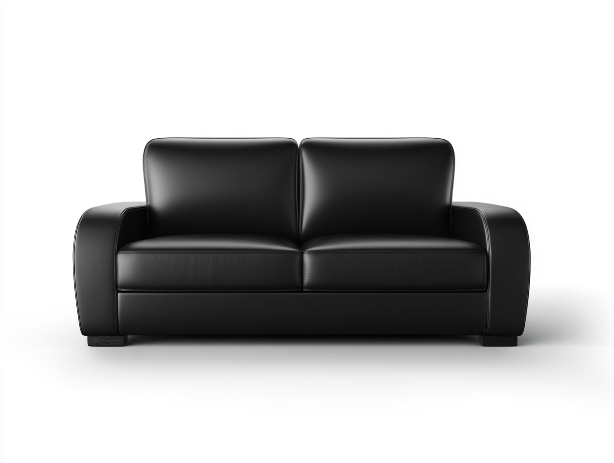 Loveseat Upholstered Leather 60x35x34 inches - Black - Modern Compact Seating-Nestgetyard