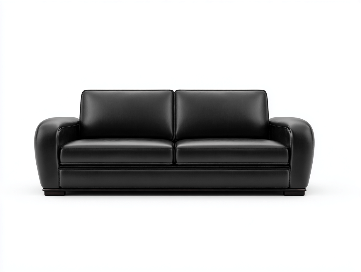 Loveseat Upholstered Leather 62x36x35 inches - Black - Contemporary Lounge Seating-Nestgetyard