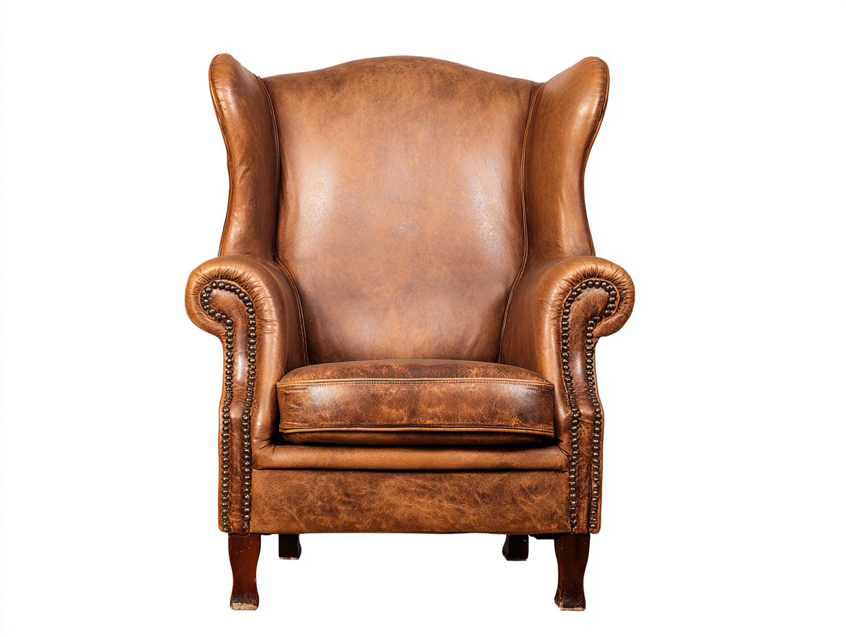 Leather Armchairs Upholstered Leather 33x34x41 inches - Brown - Classic Wingback Seating-Nestgetyard