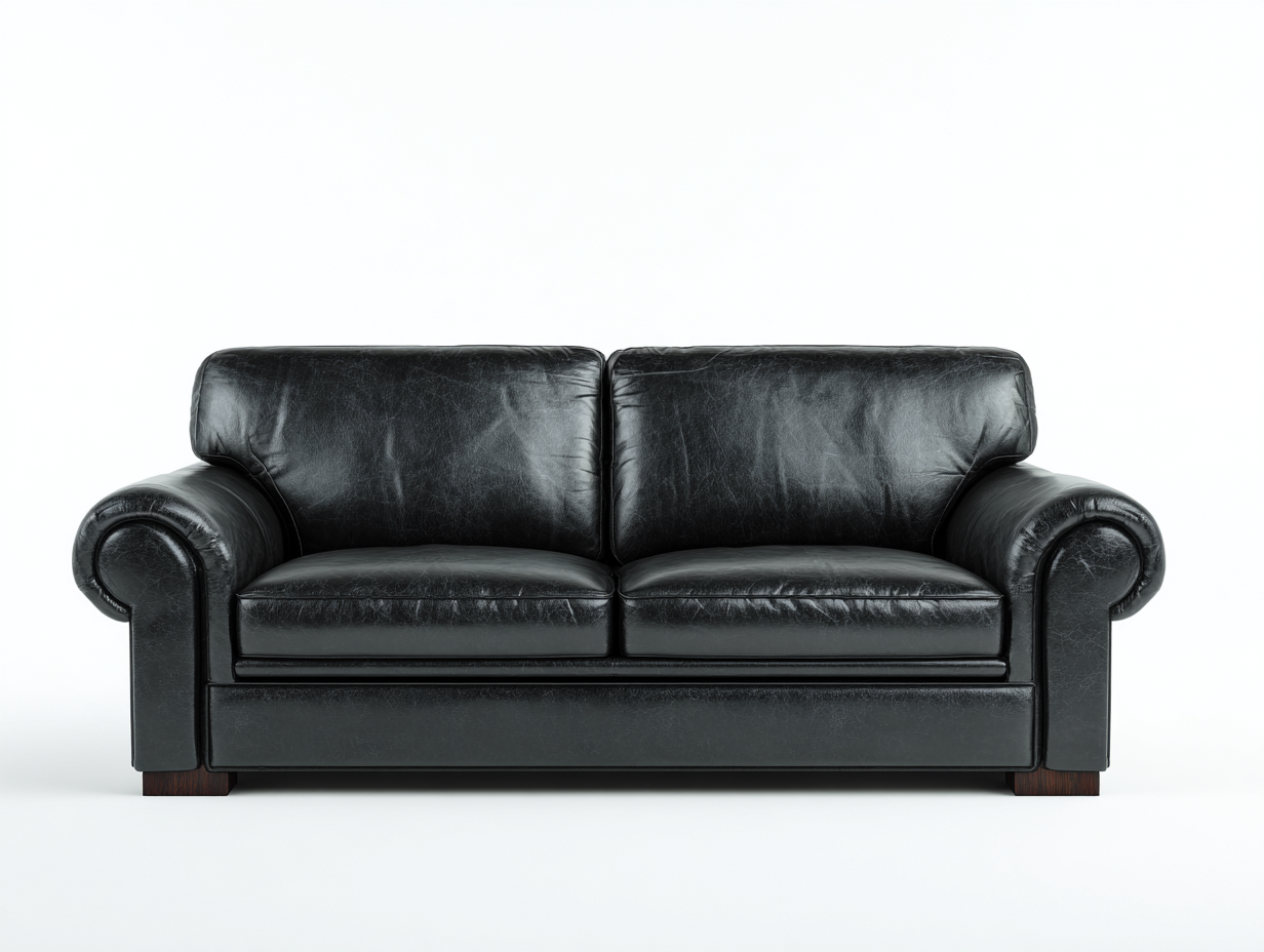 Loveseat genuine leather upholstery 66x36x34 inches - black - comfortable seating for living room-Nestgetyard
