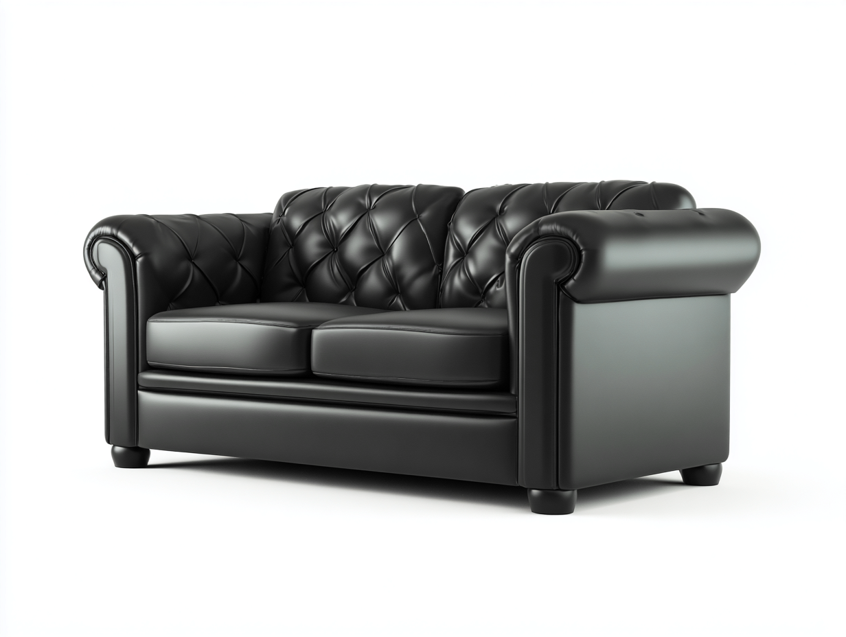 Loveseat genuine leather upholstered loveseat 62x36x30 inches - black - classic tufted seating for living room-Nestgetyard