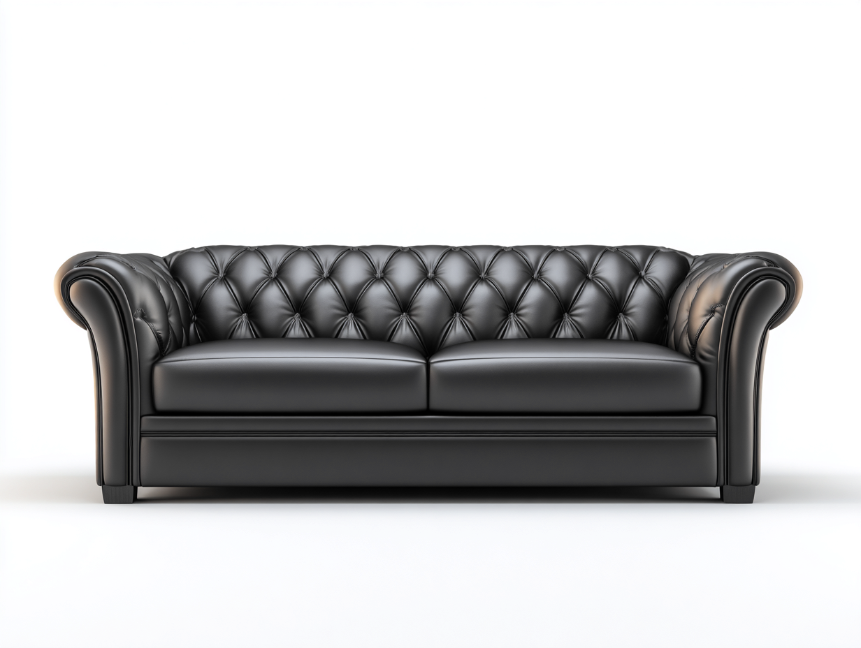 Loveseat Genuine Leather Upholstery 72x38x34 (inches) - Black - Classic Tufted Seating-Nestgetyard