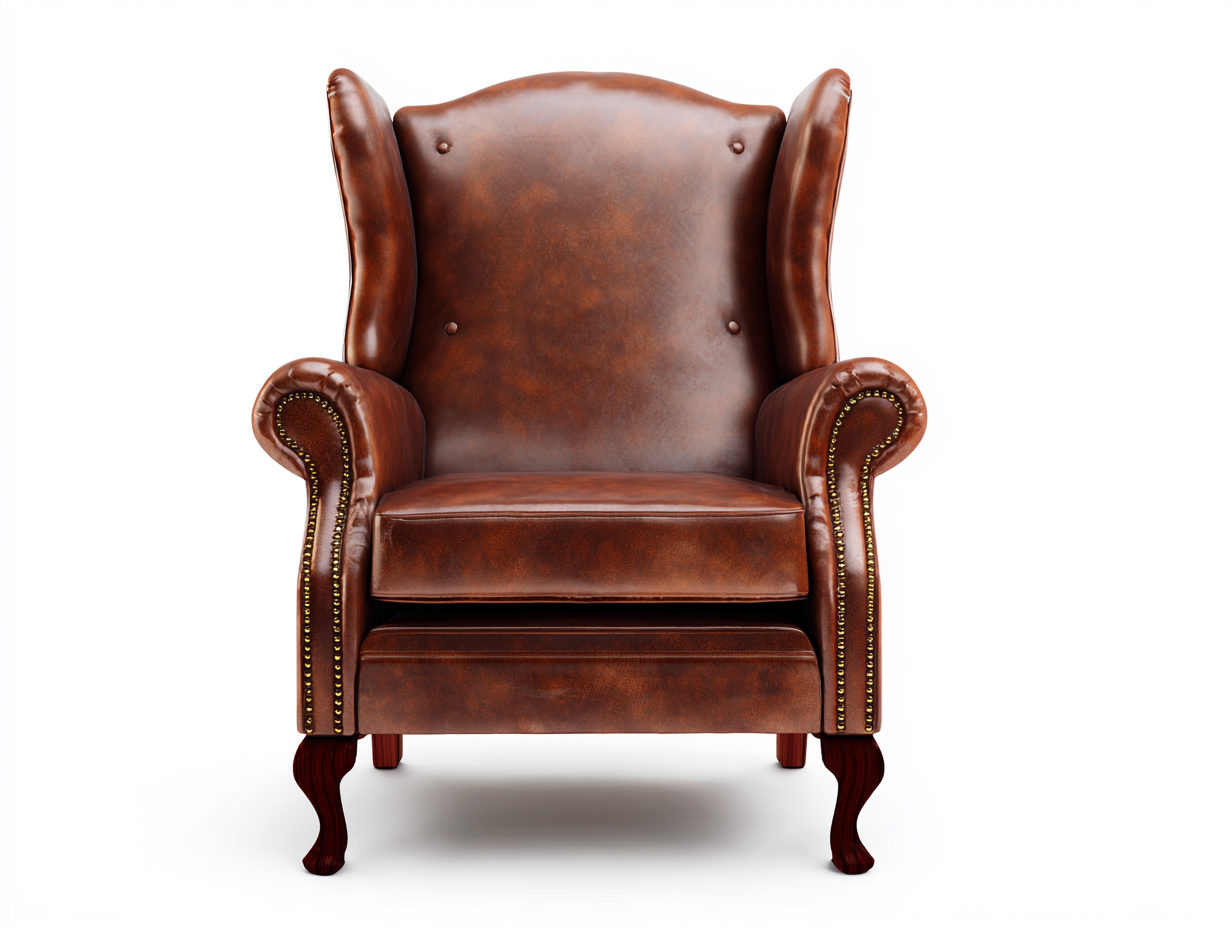 Leather Armchairs upholstered leather armchair 35.0x37.8x42.5 inches - brown - classic wingback design-Nestgetyard