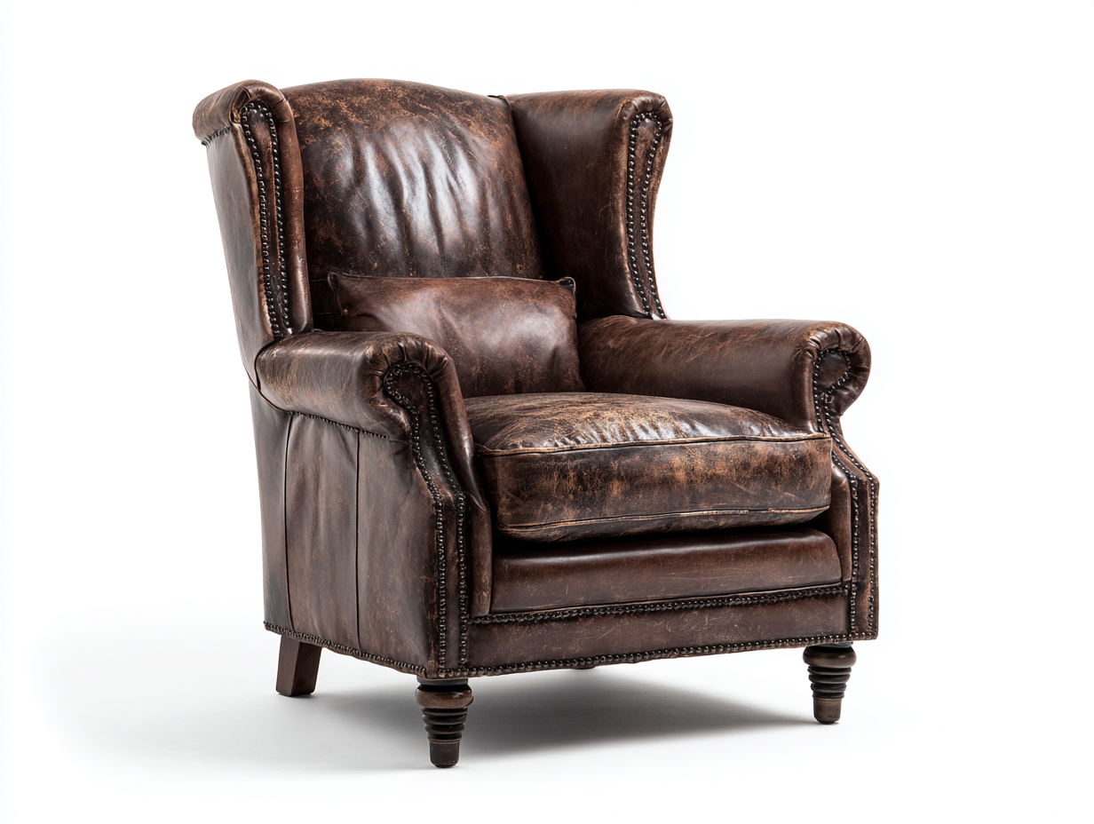 Leather Armchairs upholstered leather armchair 34.3x36.6x41.7 inches - brown - classic wingback design-Nestgetyard