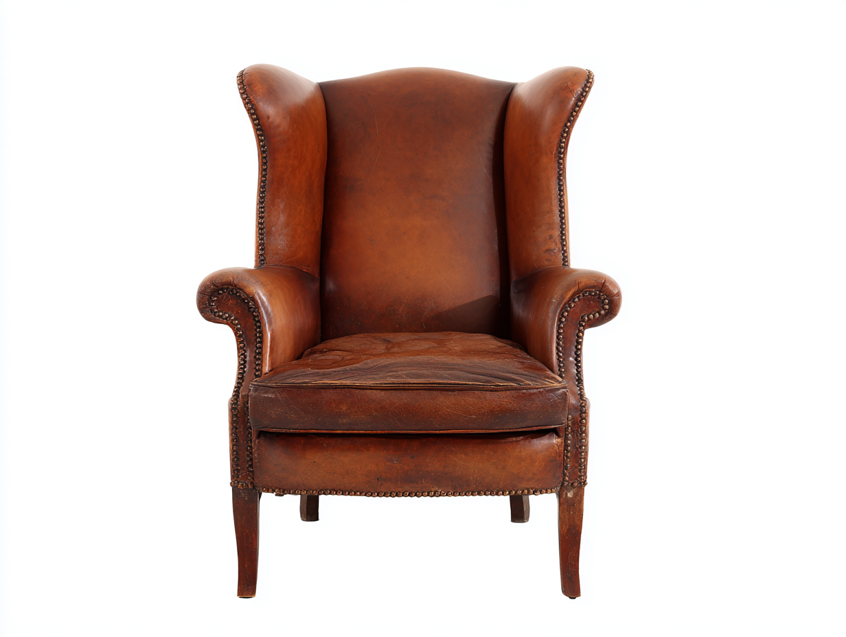 Leather Armchairs genuine leather upholstered armchair 31x33x41 inches - brown - classic wingback seating for living room-Nestgetyard