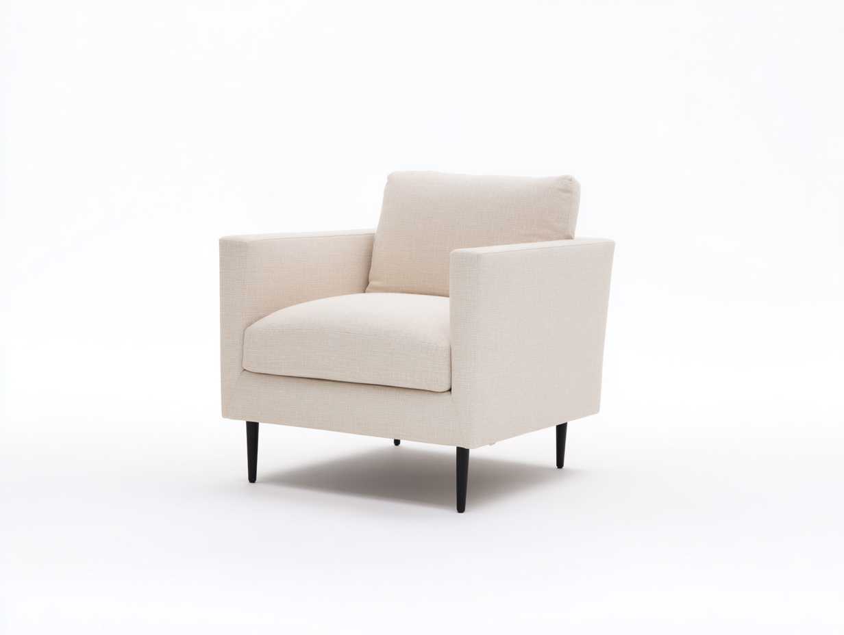 Fabric Armchairs Linen Fabric Upholstery 33x31x32 (inches) - Beige - Modern Accent Seating-Nestgetyard