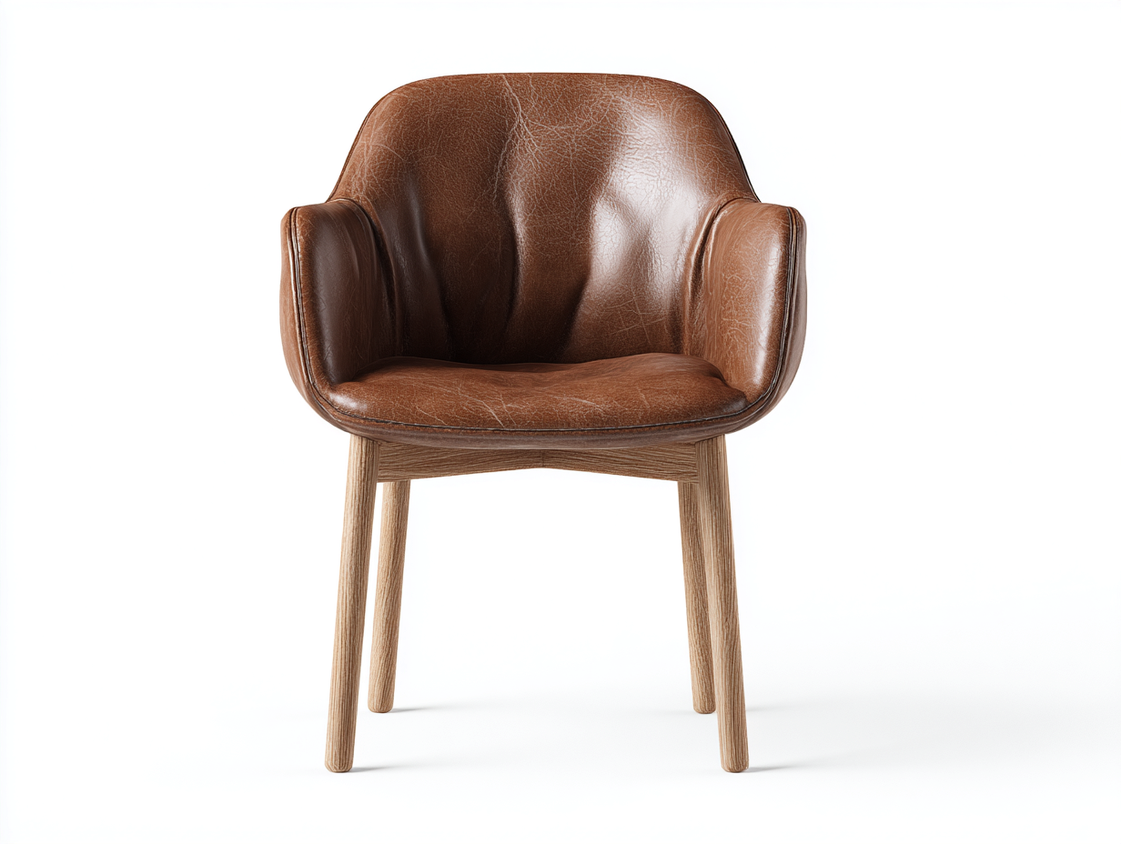 Sedia da pranzo rivestimento similpelle e legno 58x55x82 cm - marrone-legno naturale - design moderno per sala da pranzo-Casamyhaus