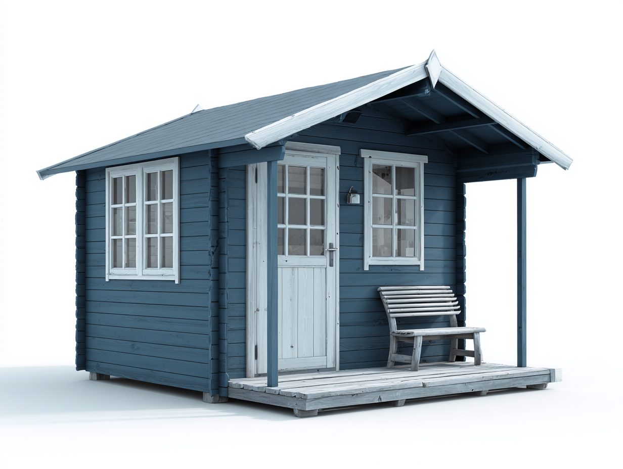 Casetta da giardino in legno 240x200x220 cm - blu-bianco - stile classico per esterno-Casamyhaus