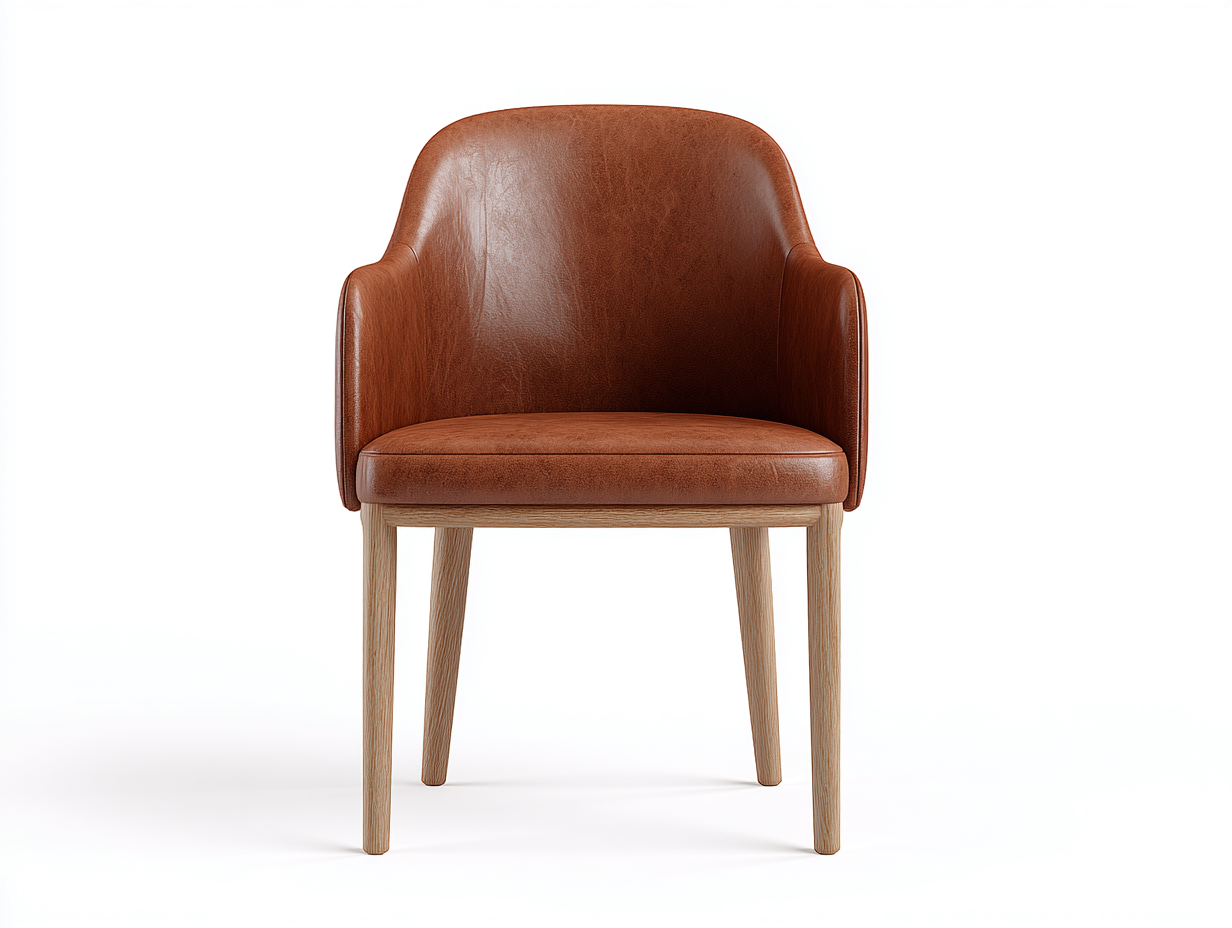 Sedia da pranzo in legno e rivestimento effetto pelle 55x60x82 cm - marrone-legno naturale - stile moderno per sala da pranzo-Casamyhaus