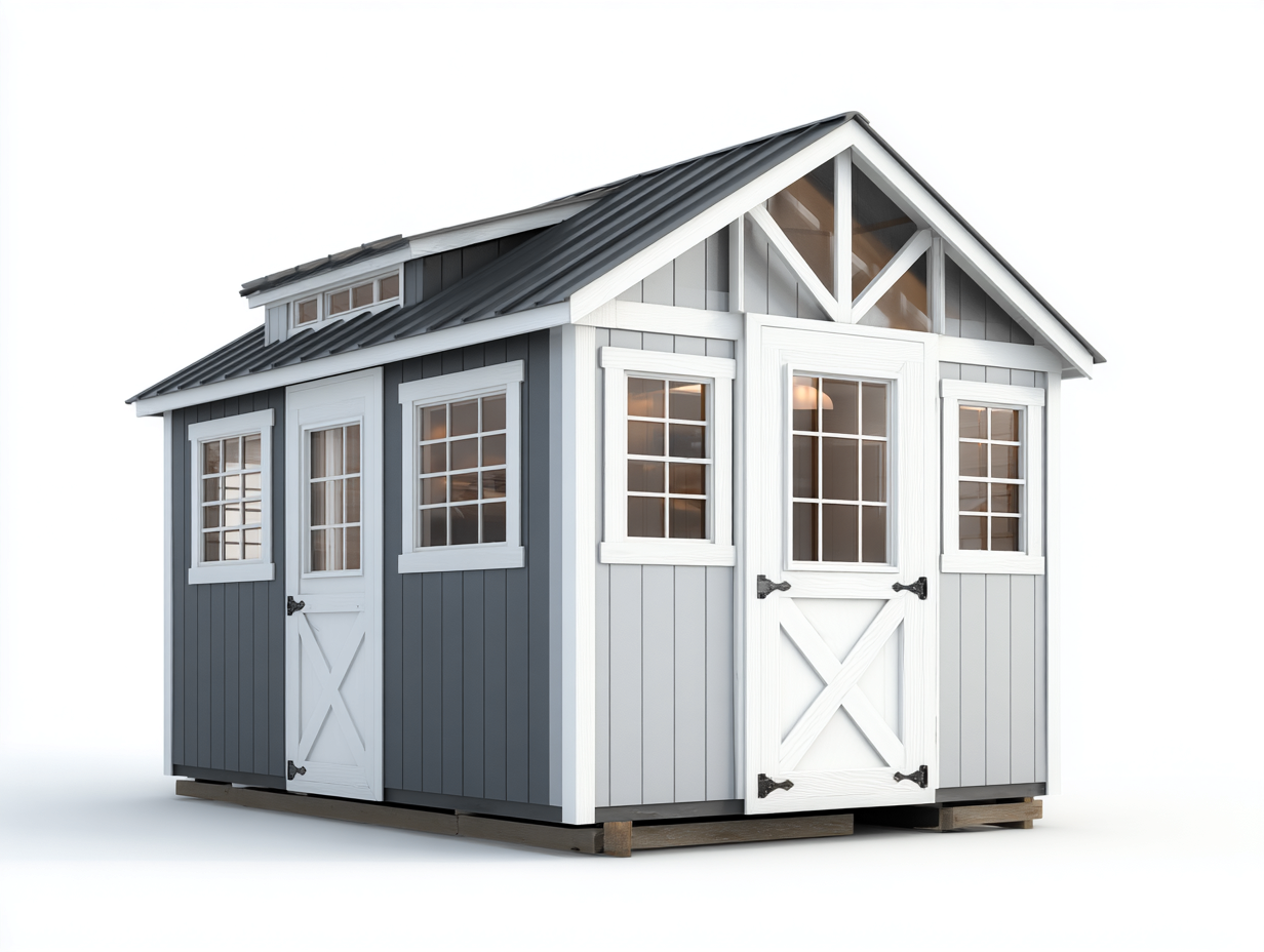 Casetta da giardino legno 180x160x220 cm - grigio-bianco - design classico per esterno-Casamyhaus