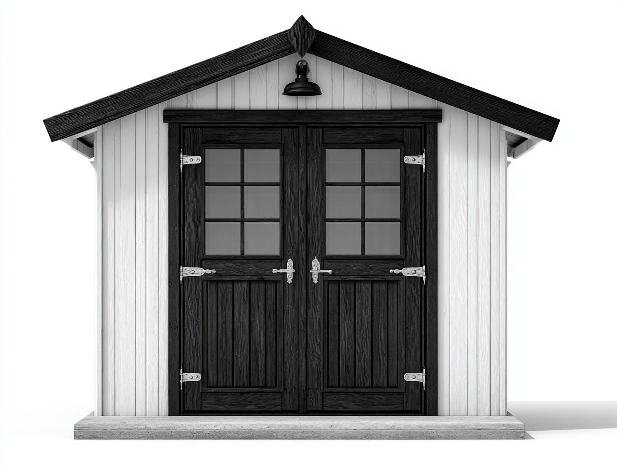 Casetta da giardino per esterno 180x120x190 cm - bianco-nero - struttura da giardino design classico-Casamyhaus