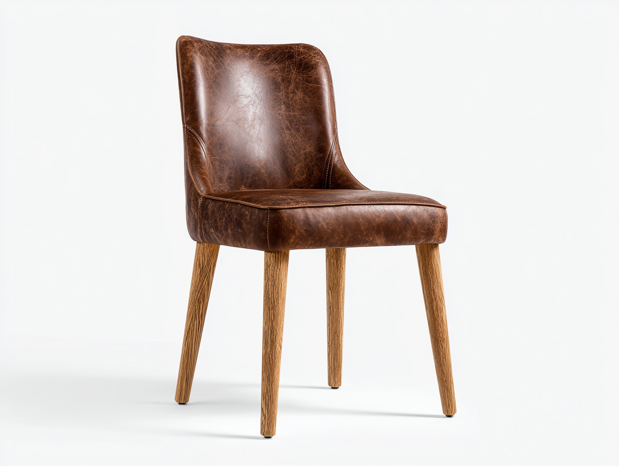 Sedia da pranzo in pelle 45x55x85 cm - marrone - per sala da pranzo design classico-Casamyhaus