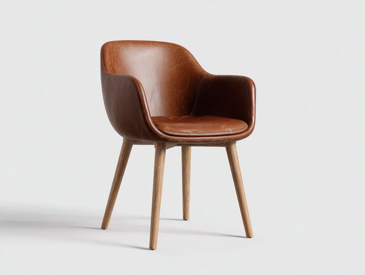 Sedia da pranzo con braccioli in pelle 55x60x82 cm - marrone - per sala da pranzo design moderno-Casamyhaus