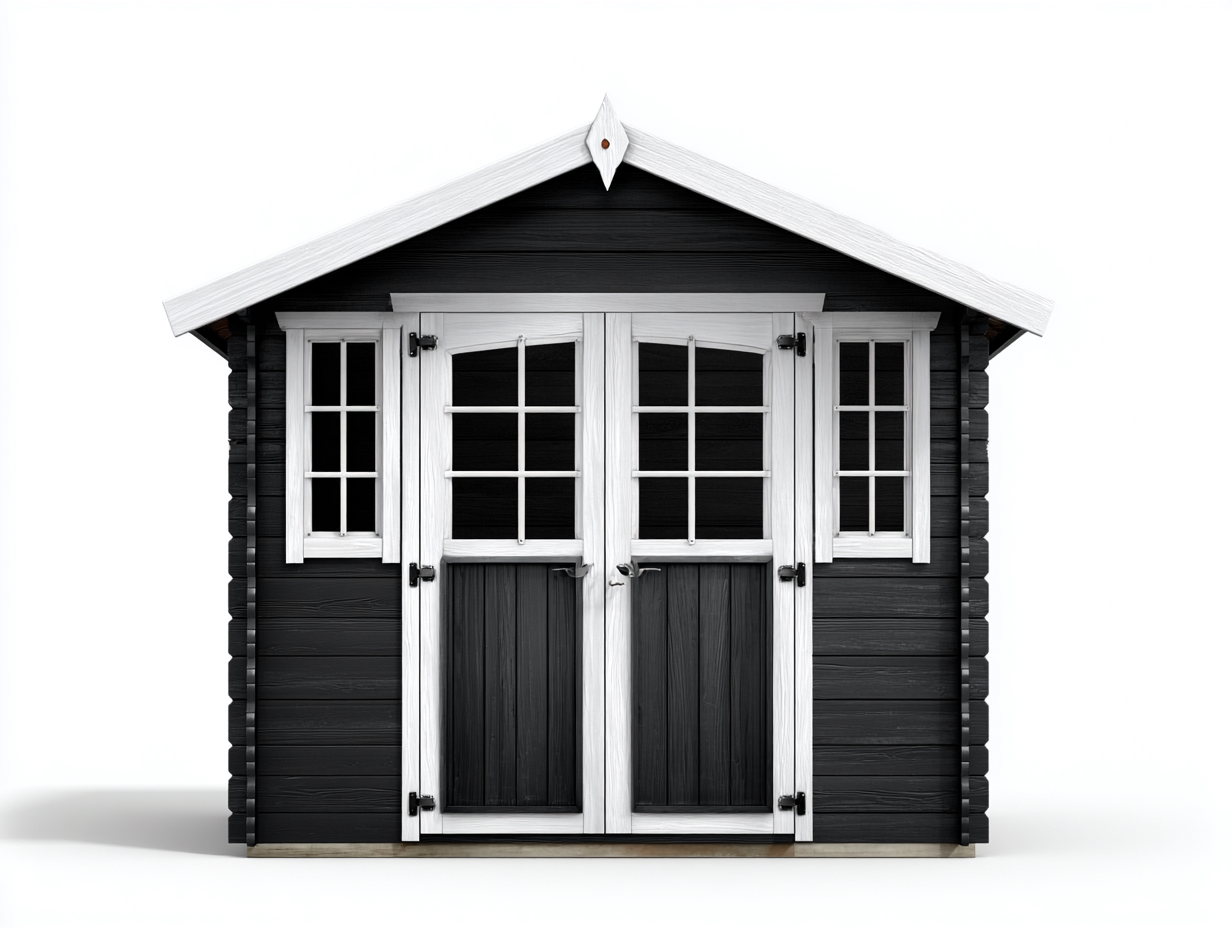 Casetta da giardino in legno 180x160x215 cm - nero bianco - struttura compatta per esterno-Casamyhaus