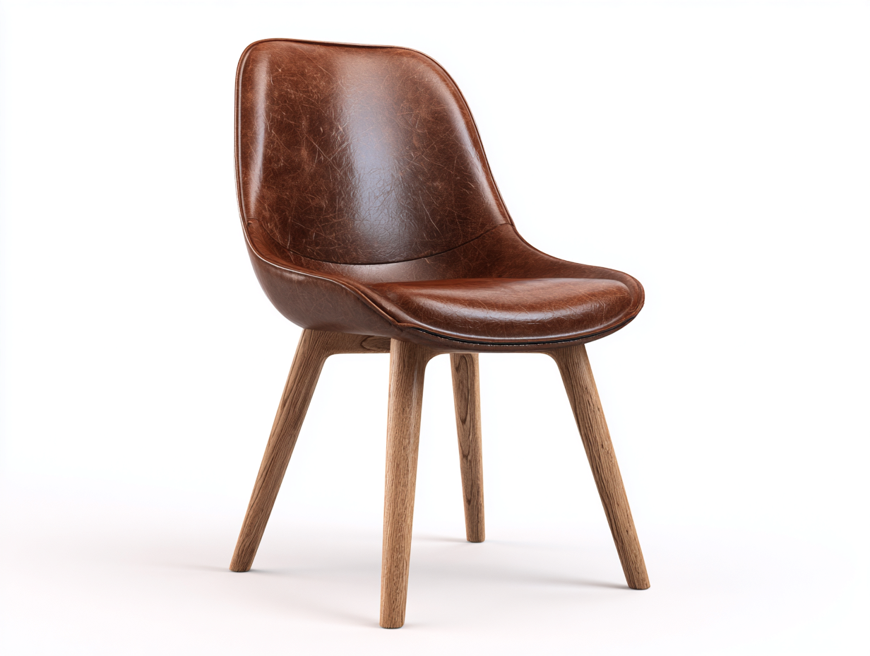 Sedia da pranzo in legno e rivestimento effetto pelle 54x58x80 cm - marrone-legno naturale - stile moderno per sala da pranzo-Casamyhaus