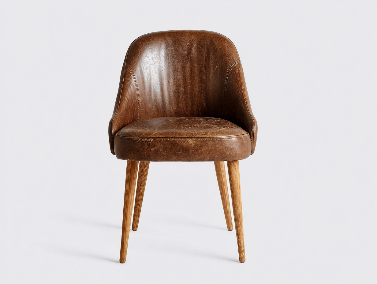 Sedia da pranzo rivestimento similpelle e legno 56x54x80 cm - marrone-legno naturale - design moderno per sala da pranzo-Casamyhaus