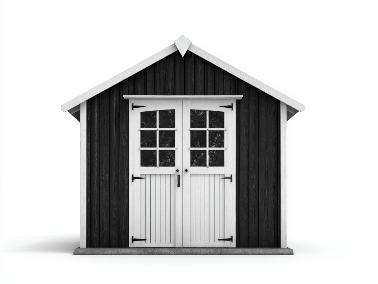 Casetta da giardino 210x180x220 cm in legno - nero-bianco - stile classico per esterno-Casamyhaus