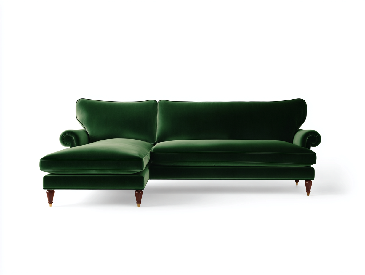 Sectional Sofas upholstered fabric sectional sofa 104.3x66.1x35.4 inches - green - classic elegance design-Casaupio