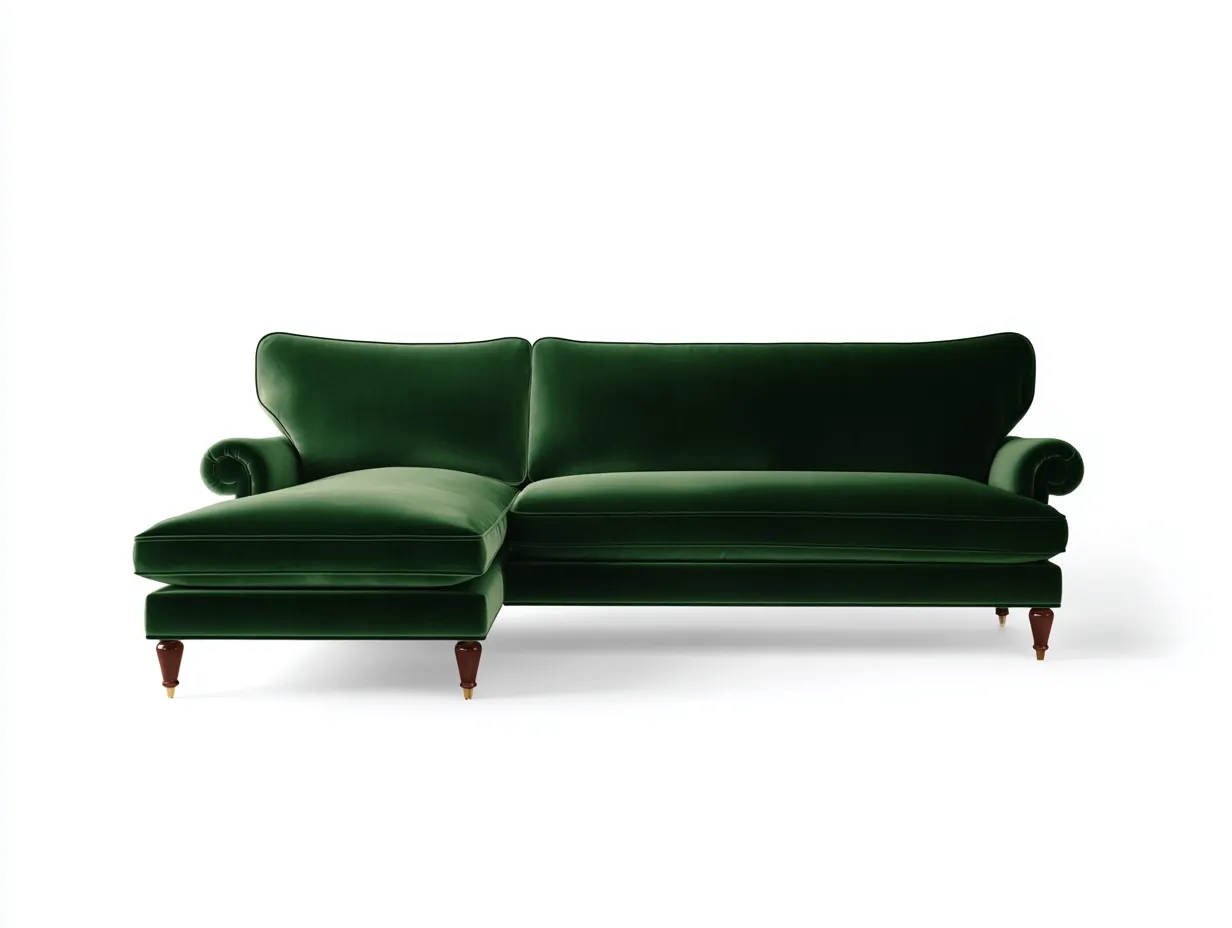 Sectional Sofas upholstered fabric sectional sofa 104.3x66.1x35.4 inches - green - classic elegance design-Casaupio