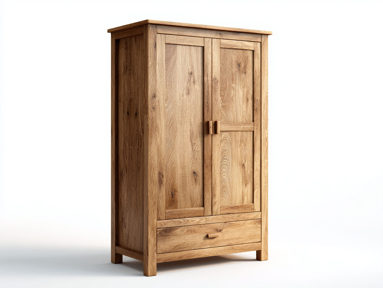 2 Door Wardrobes solid wood wardrobe cabinet 36x20x72 inches - natural wood - classic storage furniture for bedroom-Casaupio