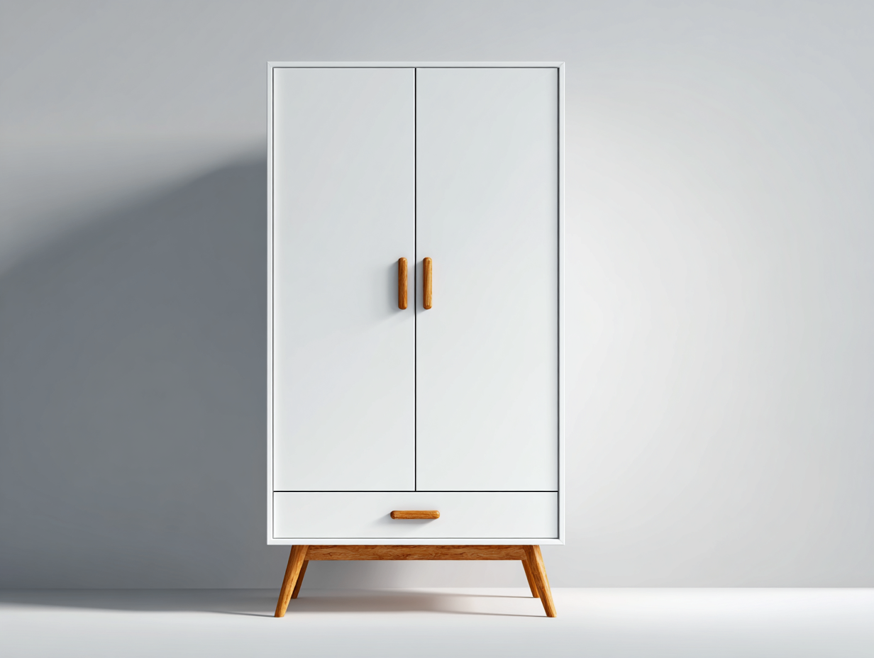 2 Door Wardrobes modern wardrobe cabinet 33.5x19.7x70.9 inches - white - minimalist design-Casaupio