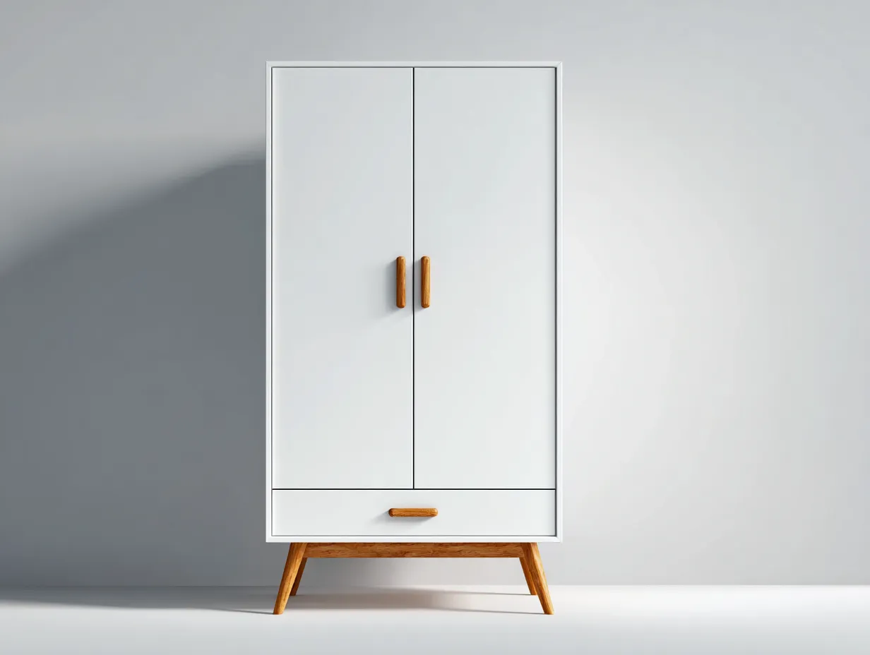 2 Door Wardrobes modern wardrobe cabinet 33.5x19.7x70.9 inches - white - minimalist design-Casaupio