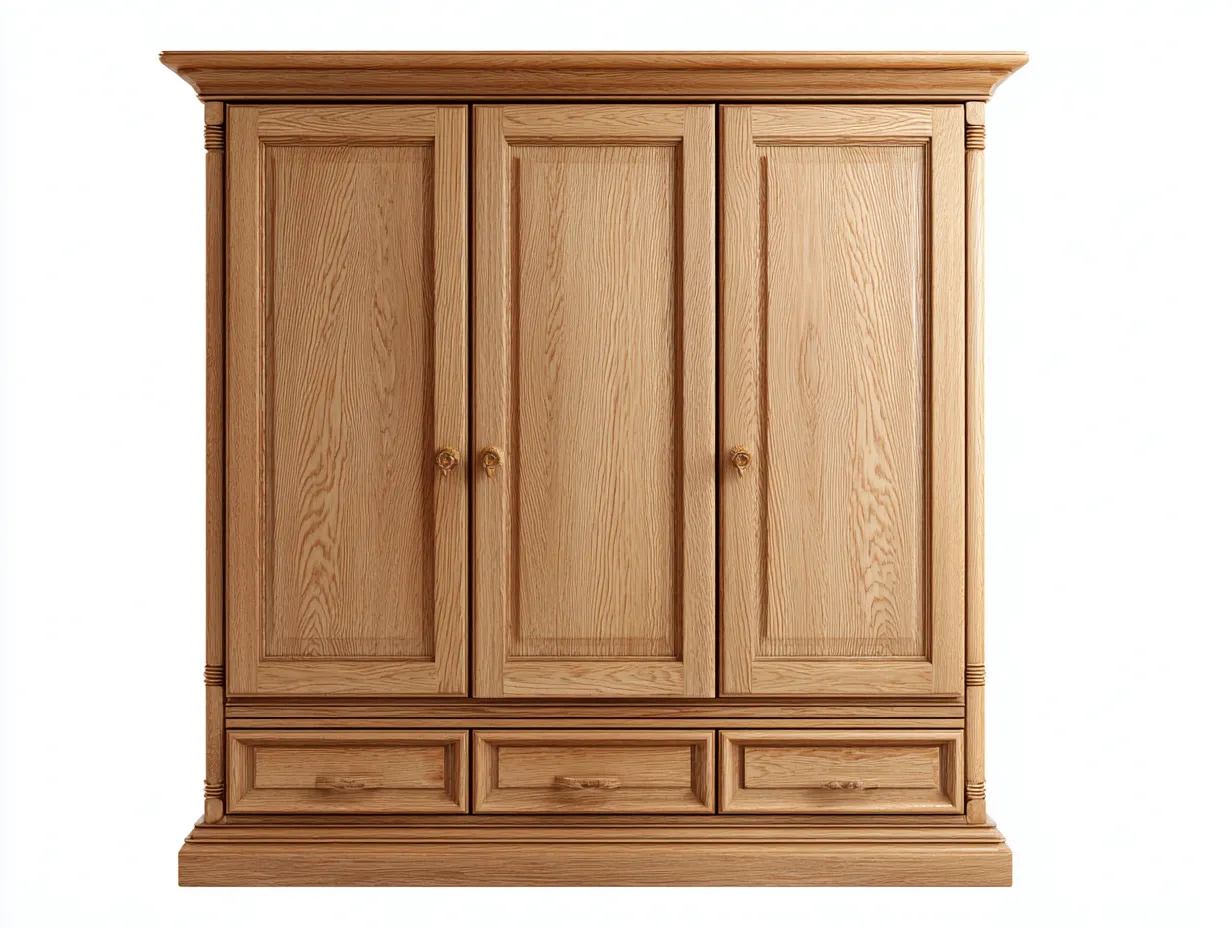 3 Door Wardrobes solid wood storage wardrobe 59.1x22.8x78.7 inches - natural wood - classic design-Casaupio