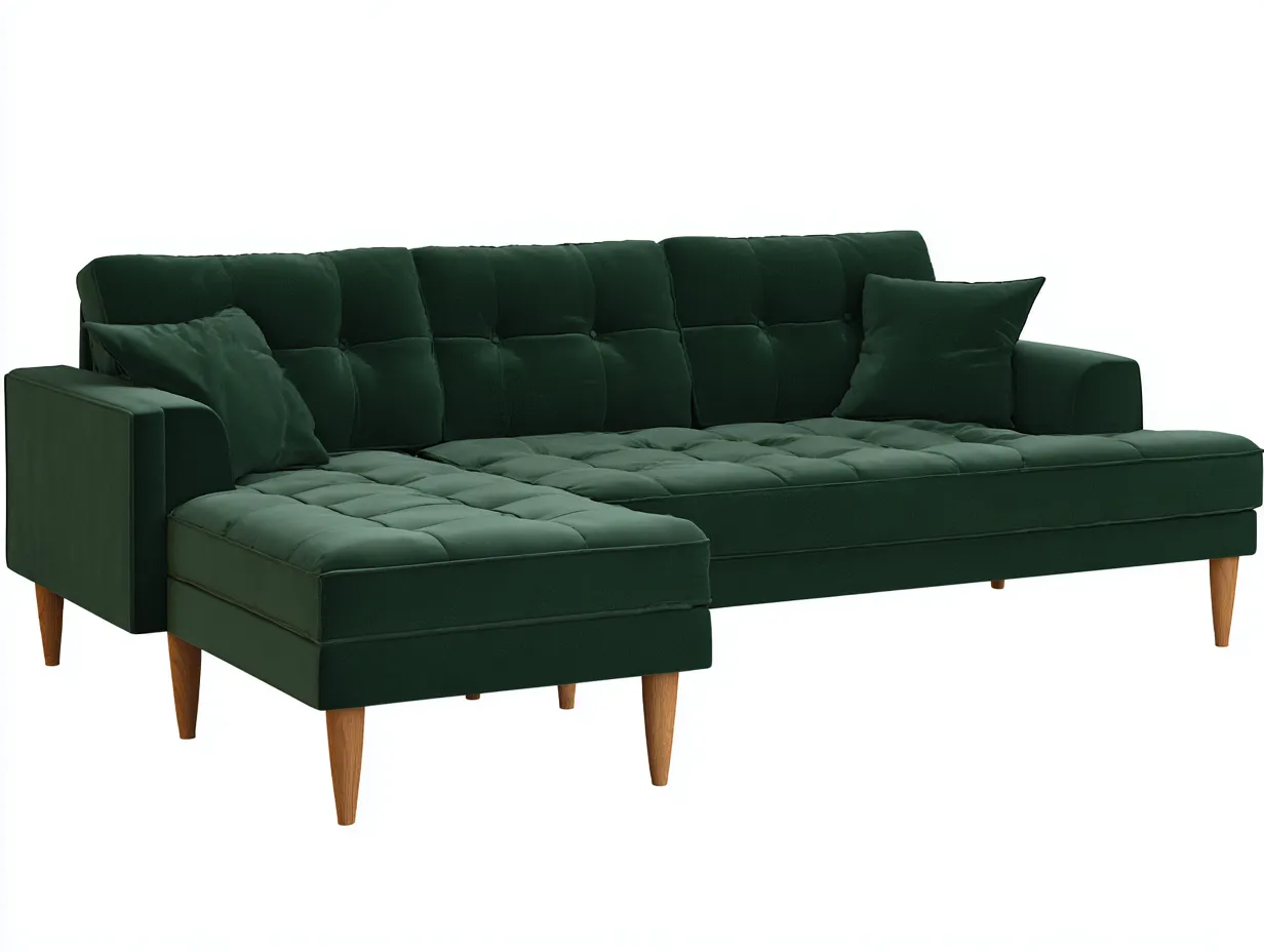 Sectional Sofas fabric upholstered sectional sofa 90x60x33 inches - green - modern sectional seating for living room-Casaupio