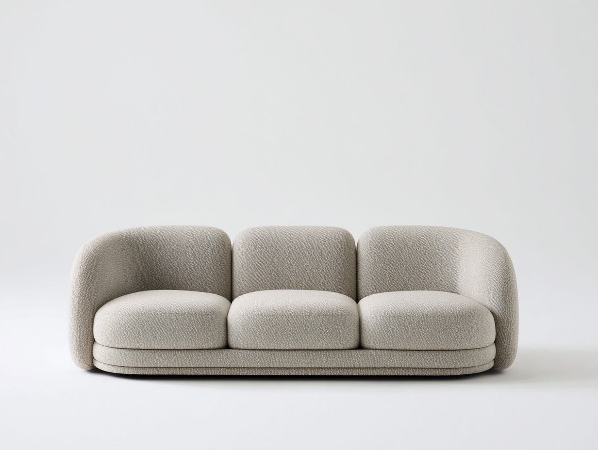 3 Seat Sofa fabric upholstered sofa 84x36x30 inches - beige - modern three seat seating for living room-Casaupio