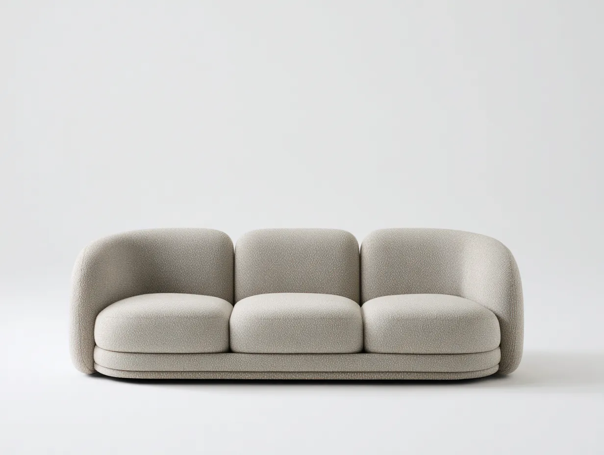 3 Seat Sofa fabric upholstered sofa 84x36x30 inches - beige - modern three seat seating for living room-Casaupio