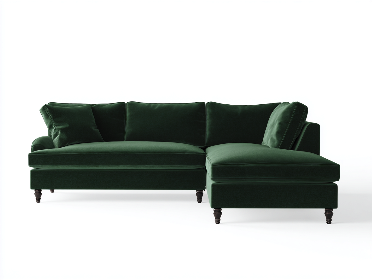 Sectional Sofas upholstered fabric 96x64x35 inches - dark green - comfortable sectional seating for living room-Casaupio