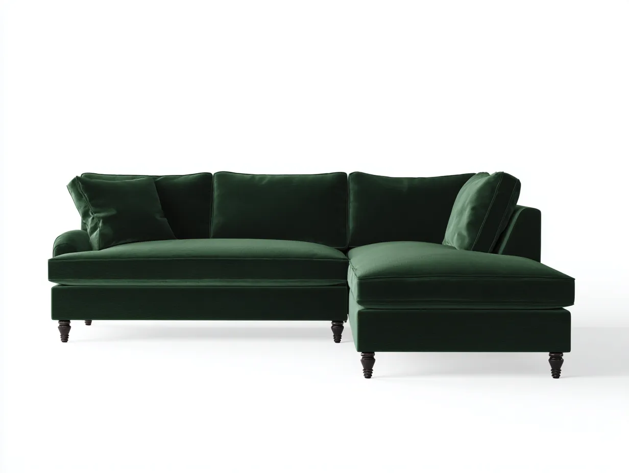Sectional Sofas upholstered fabric 96x64x35 inches - dark green - comfortable sectional seating for living room-Casaupio