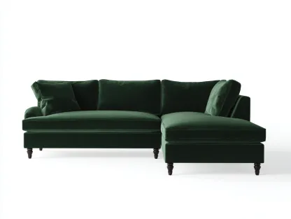 Sectional Sofas upholstered fabric 96x64x35 inches - dark green - comfortable sectional seating for living room-Casaupio