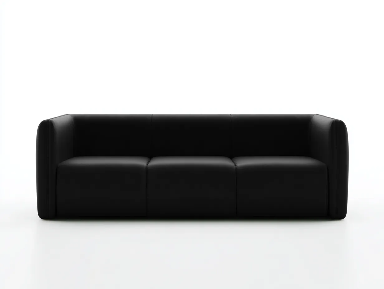 3 Seat Sofa genuine leather upholstery 84x36x32 inches - black - modern seating for living room-Casaupio