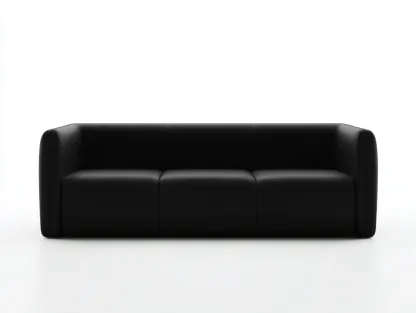 3 Seat Sofa genuine leather upholstery 84x36x32 inches - black - modern seating for living room-Casaupio