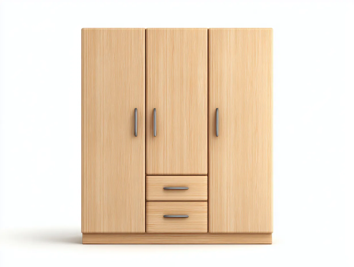 3 Door Wardrobes Wood Construction 54x23x74 (inches) - Light Wood - Modern Storage Design-Casaupio
