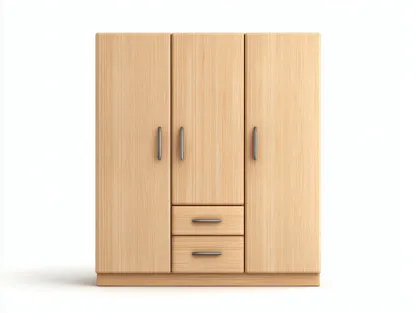 3 Door Wardrobes Wood Construction 54x23x74 (inches) - Light Wood - Modern Storage Design-Casaupio